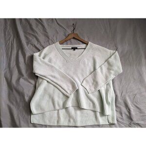 Lord & Taylor Sweater Green Ribbed Neck 100% Cotton Womens Size L